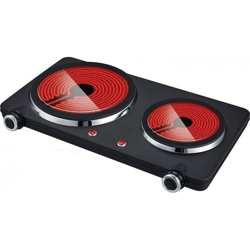 Primo PRCP-40252 Κεραμική Εστία Διπλή με Θερμοστάτη 1500W  Μαύρη (400252)